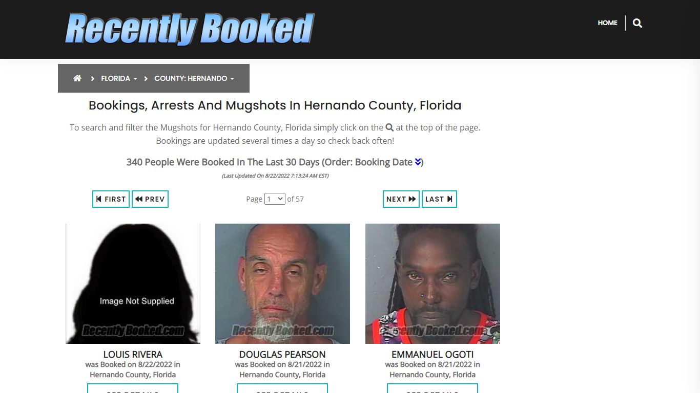 Recent bookings, Arrests, Mugshots in Hernando County, Florida